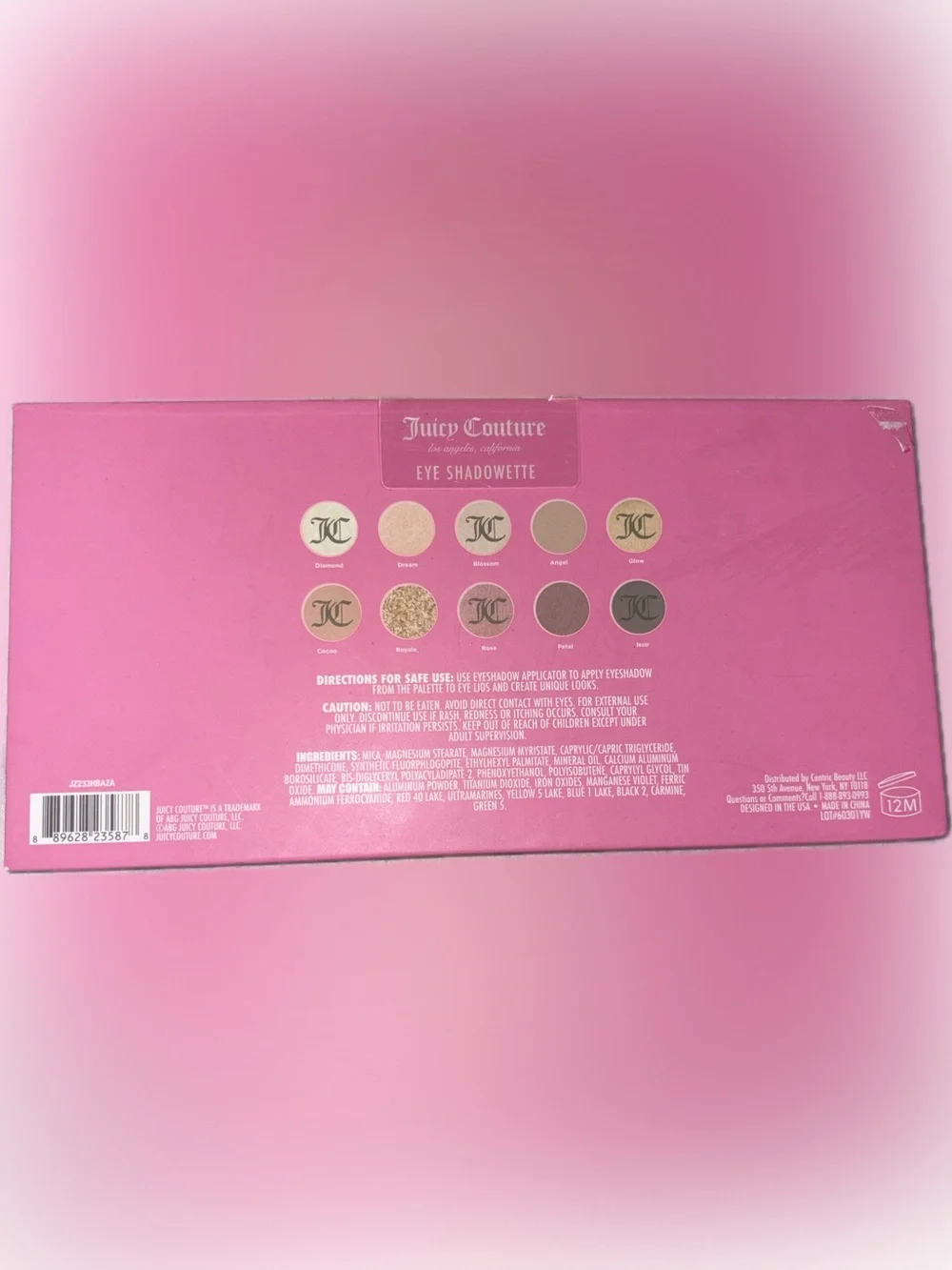 🍒 Juicy Couture Pink Glitter 10 Pan Eyeshadow Palette with Gold Crown decor